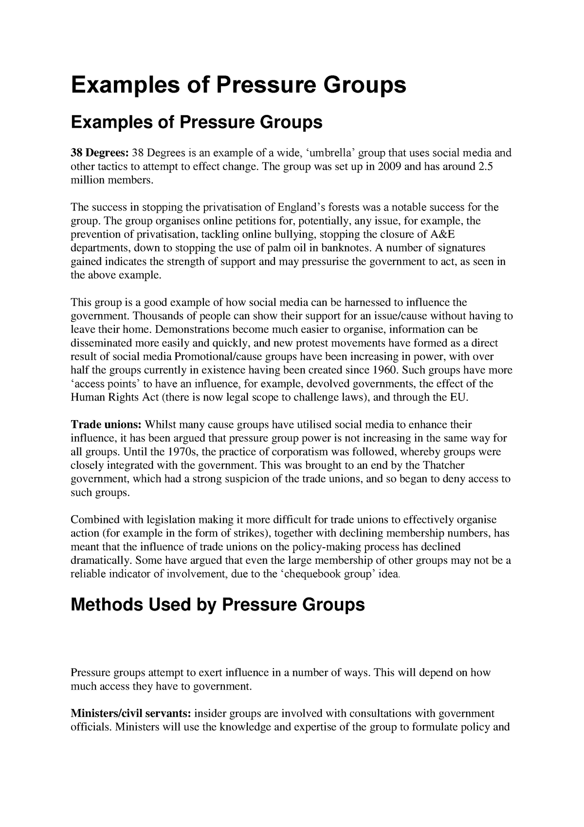 higher modern studies pressure groups essay