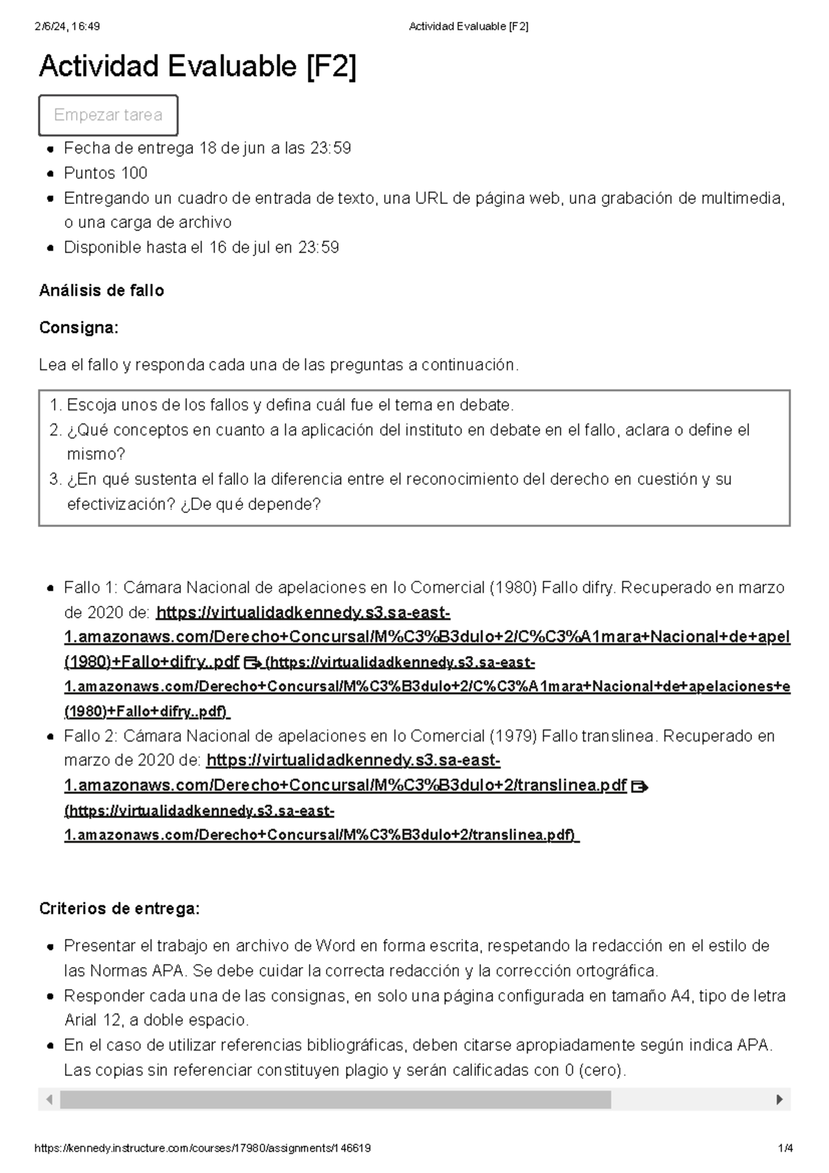 Actividad Evaluable [F2] Derecho Concursal Profe - Actividad Evaluable ...