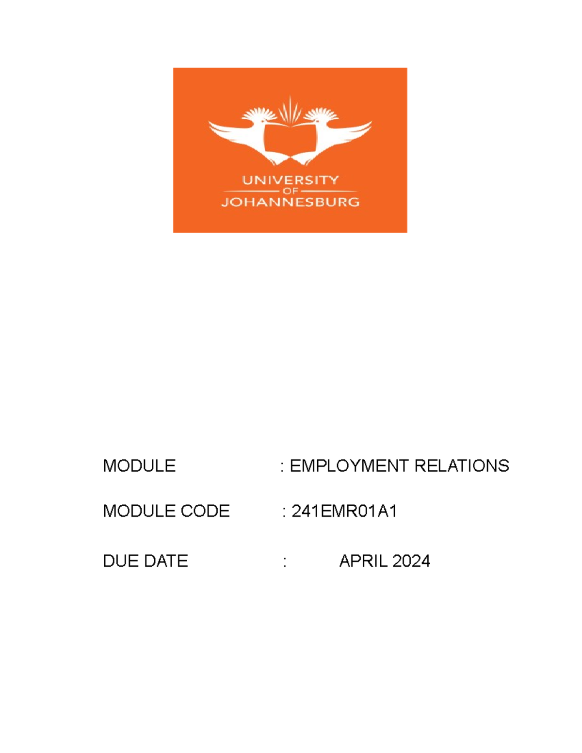 EMR Tutorial TASK MODULE EMPLOYMENT RELATIONS MODULE CODE