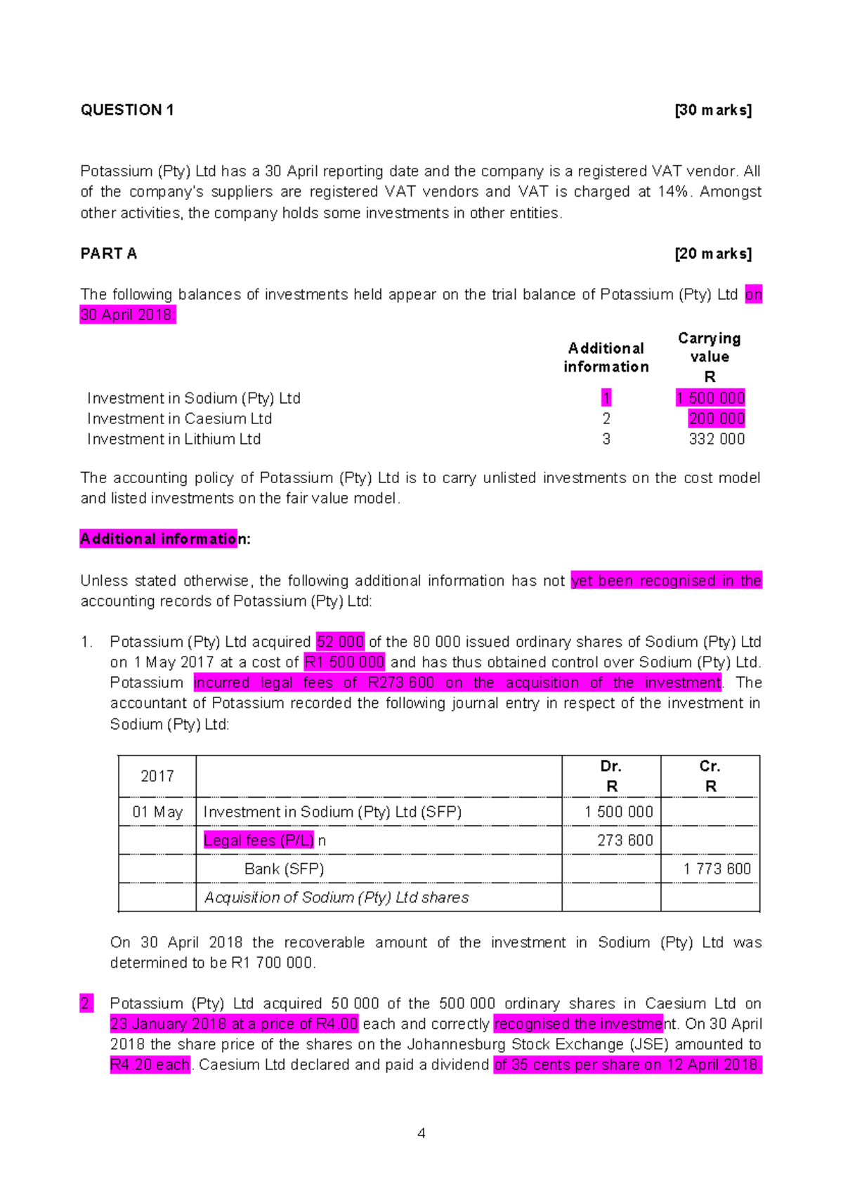 Chapter 17 QB Q1 Question(1) Financial instruments - QUESTION 1 [30 ...
