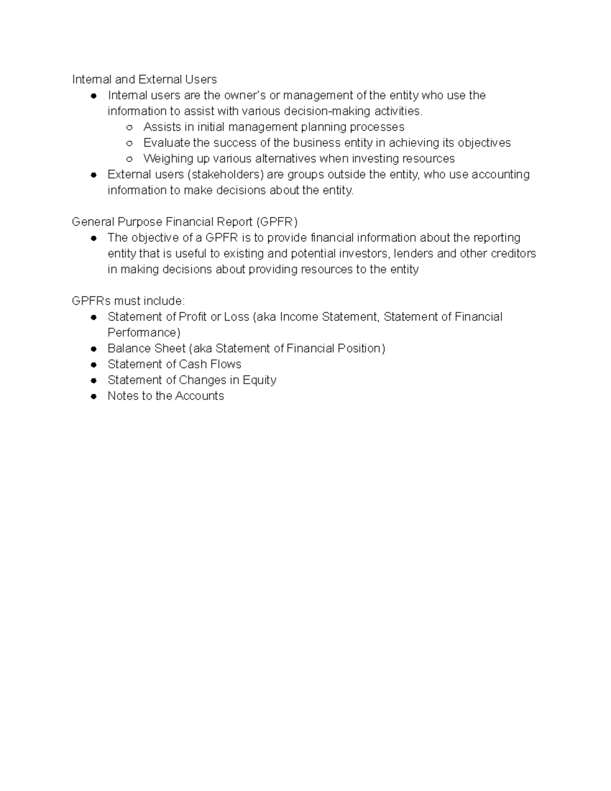 Accounting 3 - Notes - Internal and External Users Internal users are ...