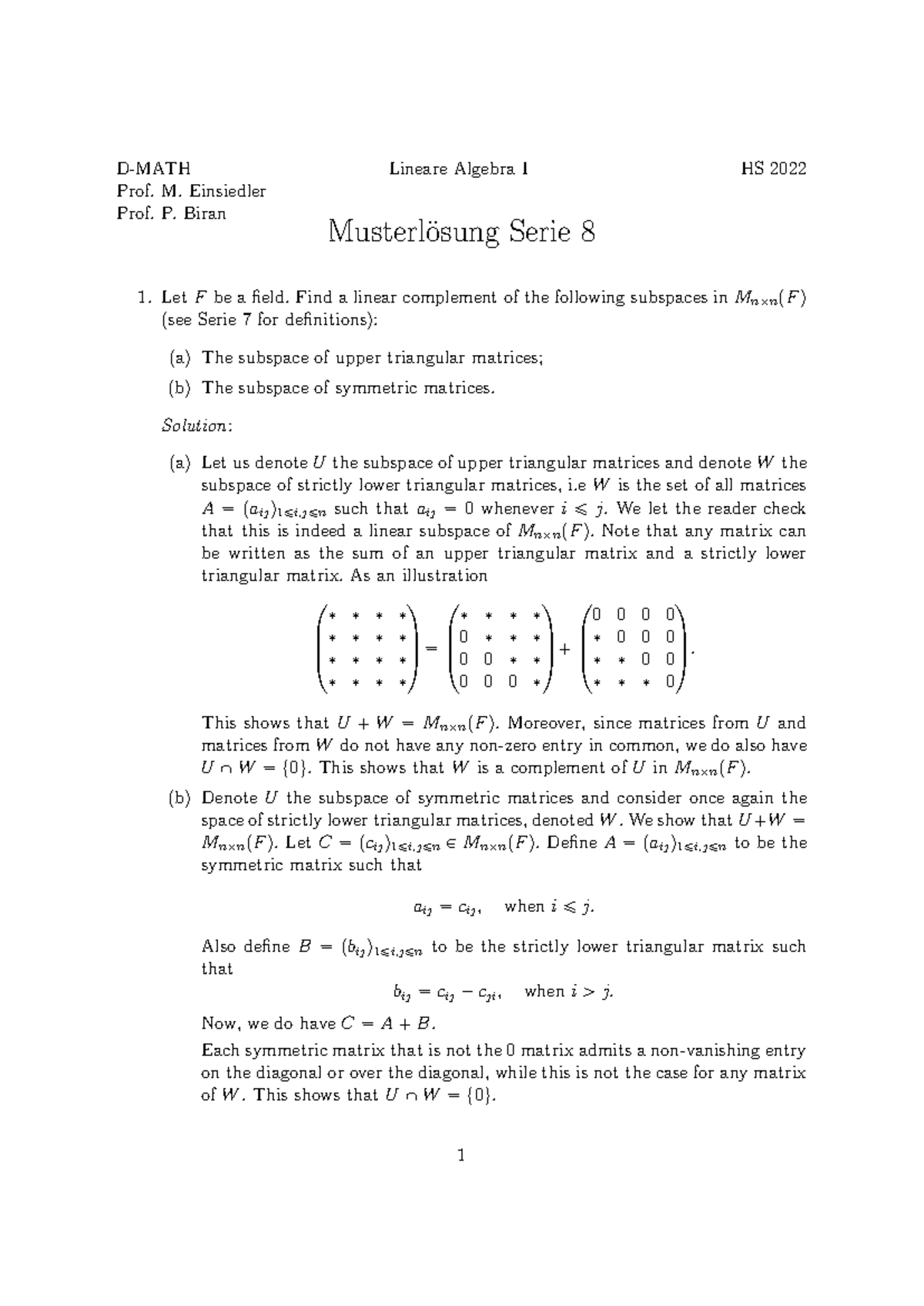 LAI sols08-en - Linear Algebra - D-MATH Lineare Algebra I HS 2022 Prof ...