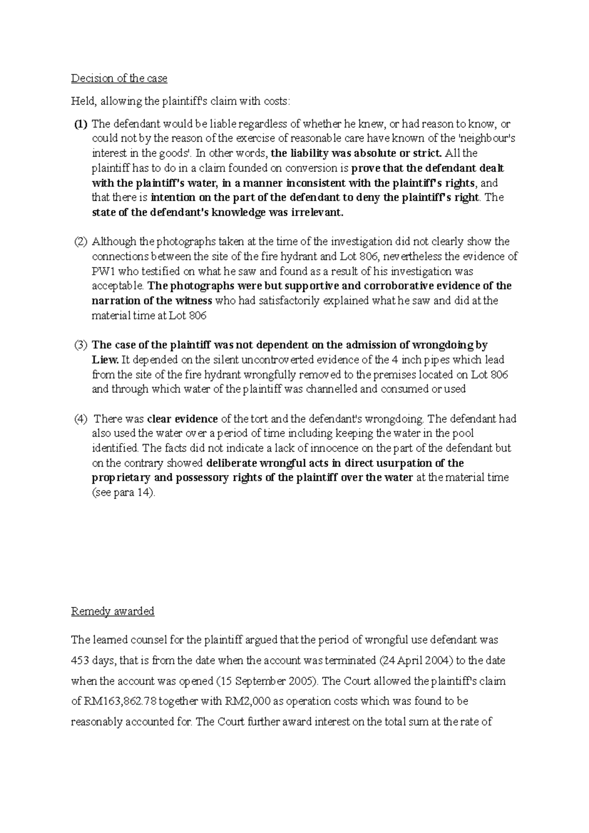 Decision of the case and Remedy - Decision of the case Held, allowing ...
