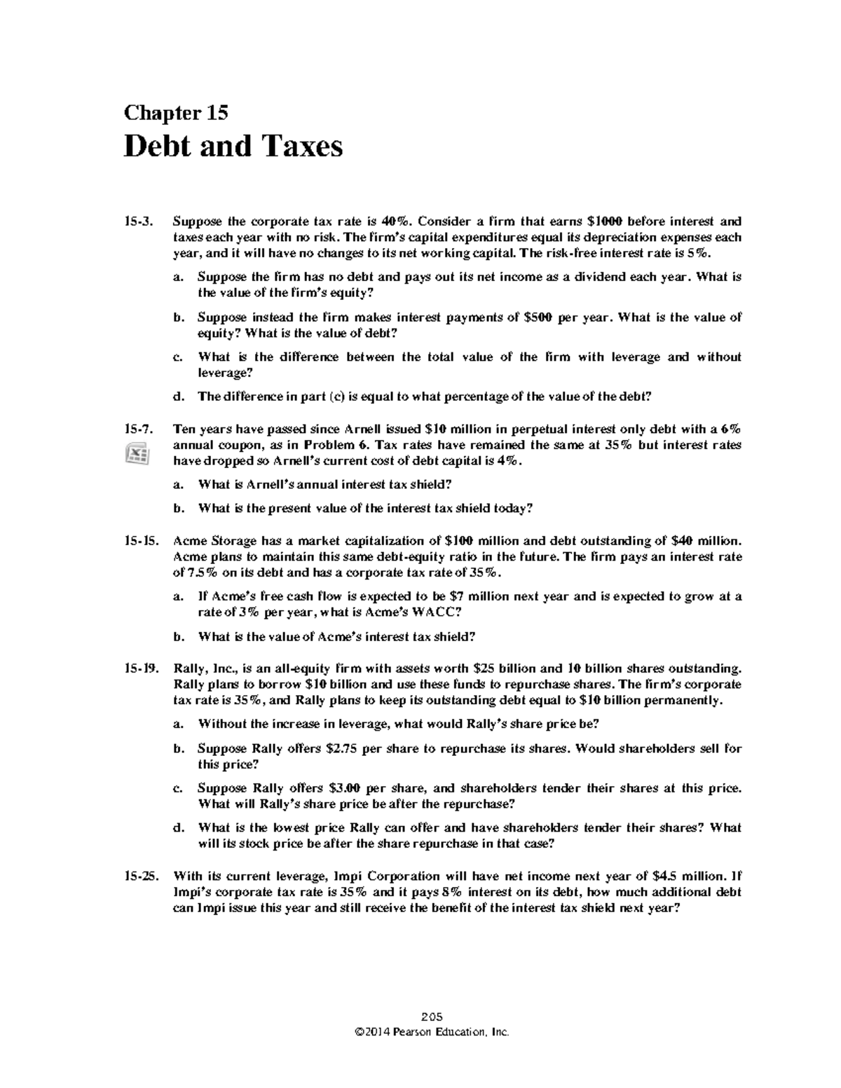 Week 4 Ch15 - Tutorial Questions - 2 0 5 ©2014 Pearson Education, Inc ...