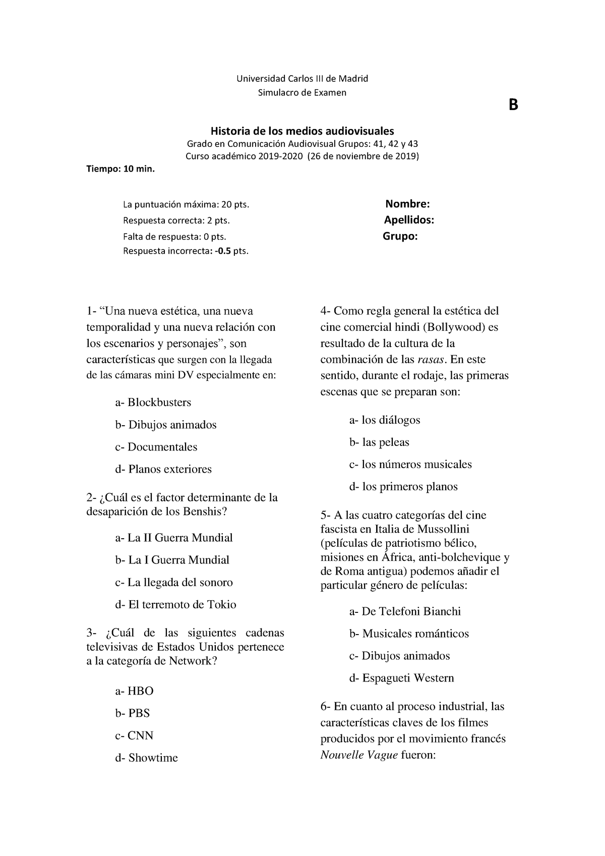 Simulacro De Examen B - Ensayo De La Asignatura, Resumido Y Consiso ...