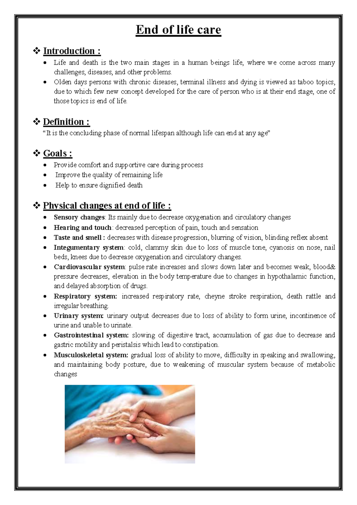 End of life care - End of life care Introduction : Life and death is ...