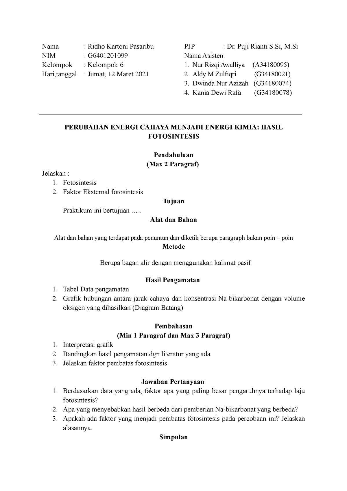 Format Laporan Praktikum Materi 4 Biologi Dasar Bio102 2021 2022