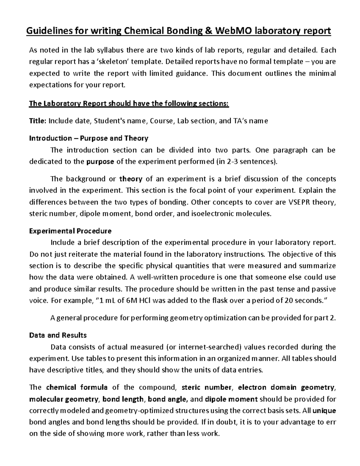 Guidelines for writing web MO lab report 2 - Guidelines for writing ...