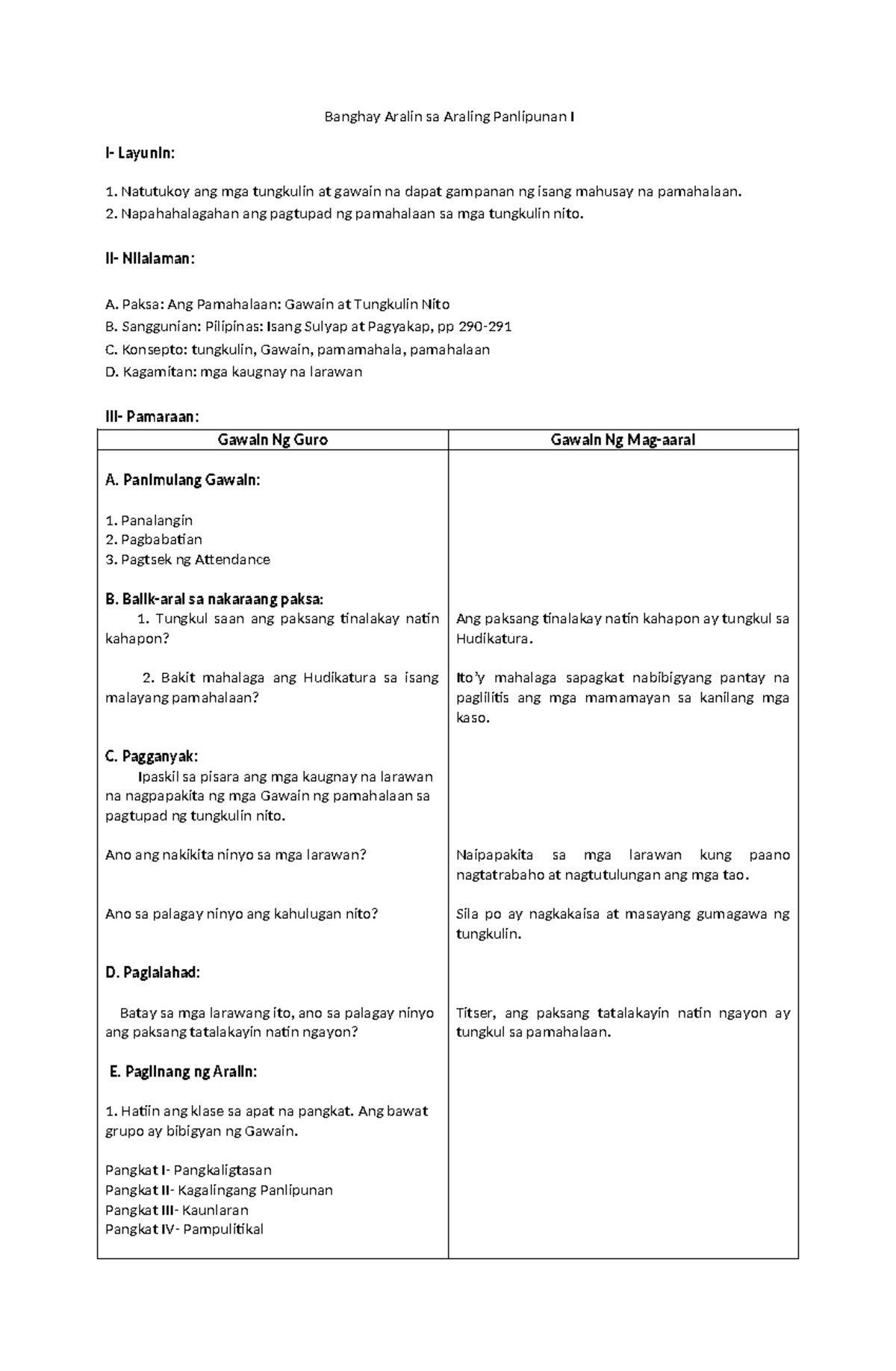 Detailed-Lesson-Plan - Banghay Aralin sa Araling Panlipunan I I ...