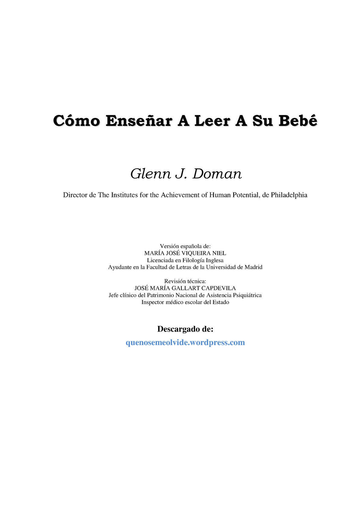 Libro Como Ensenar A Leer A Su Bebe Glenn Doman CcÛÛmmoo EennsseeÒÒaarr Aa Lleeeerr Aa Ssuu