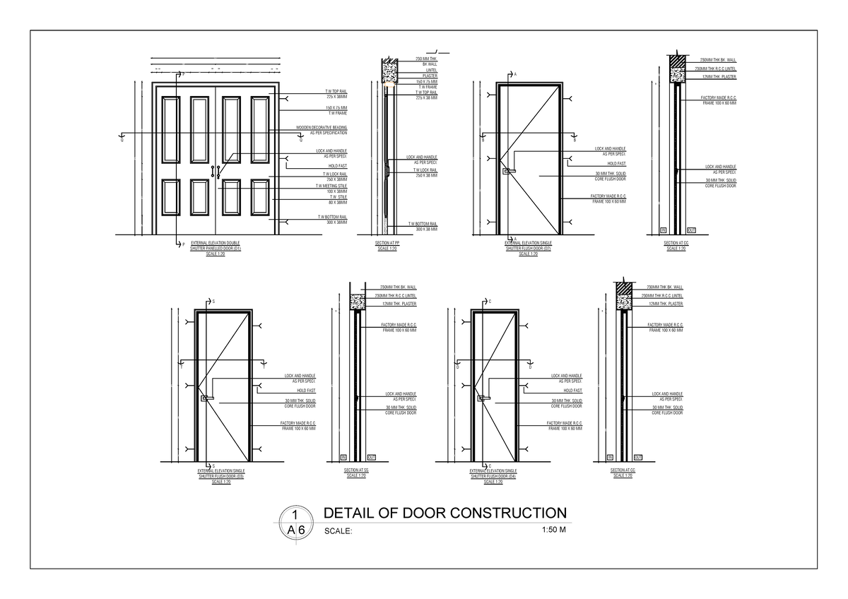 Btech Door Details - Lock And Handle As Per Speci. Hold Fast 30 Mm Thk 