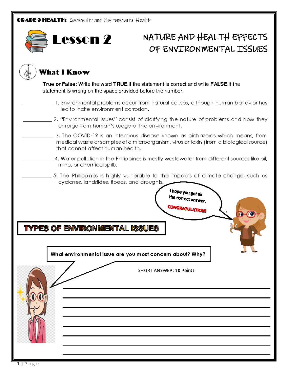 Health Nature and Health Effects of Environmental Issues What I