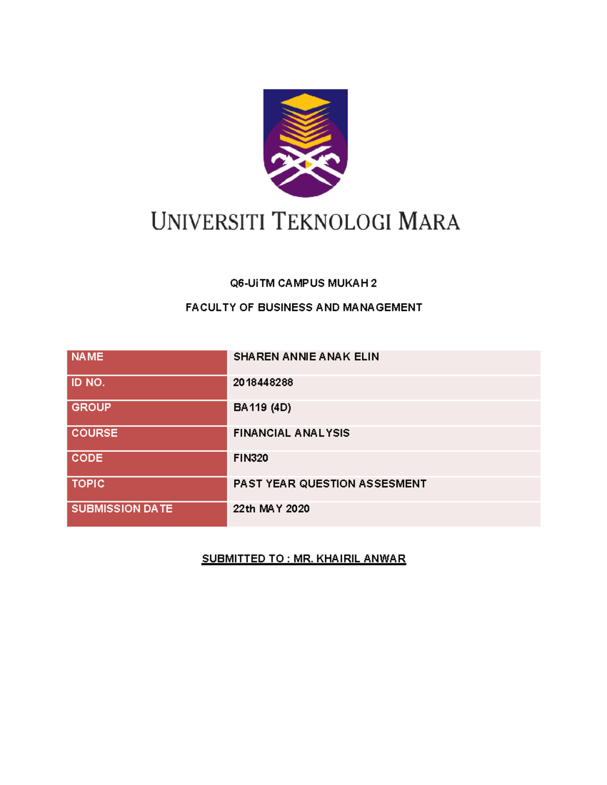 coursework uitm