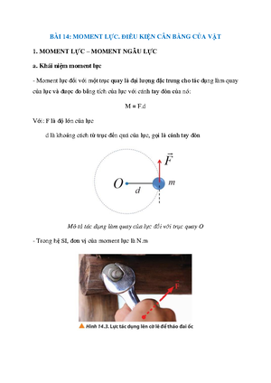 VI. Bài Tập Thực Hành Về Momen Lực Và Điều Kiện Cân Bằng