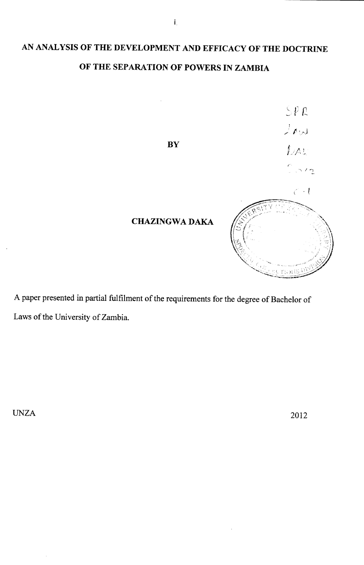 separation of powers in zambia essay