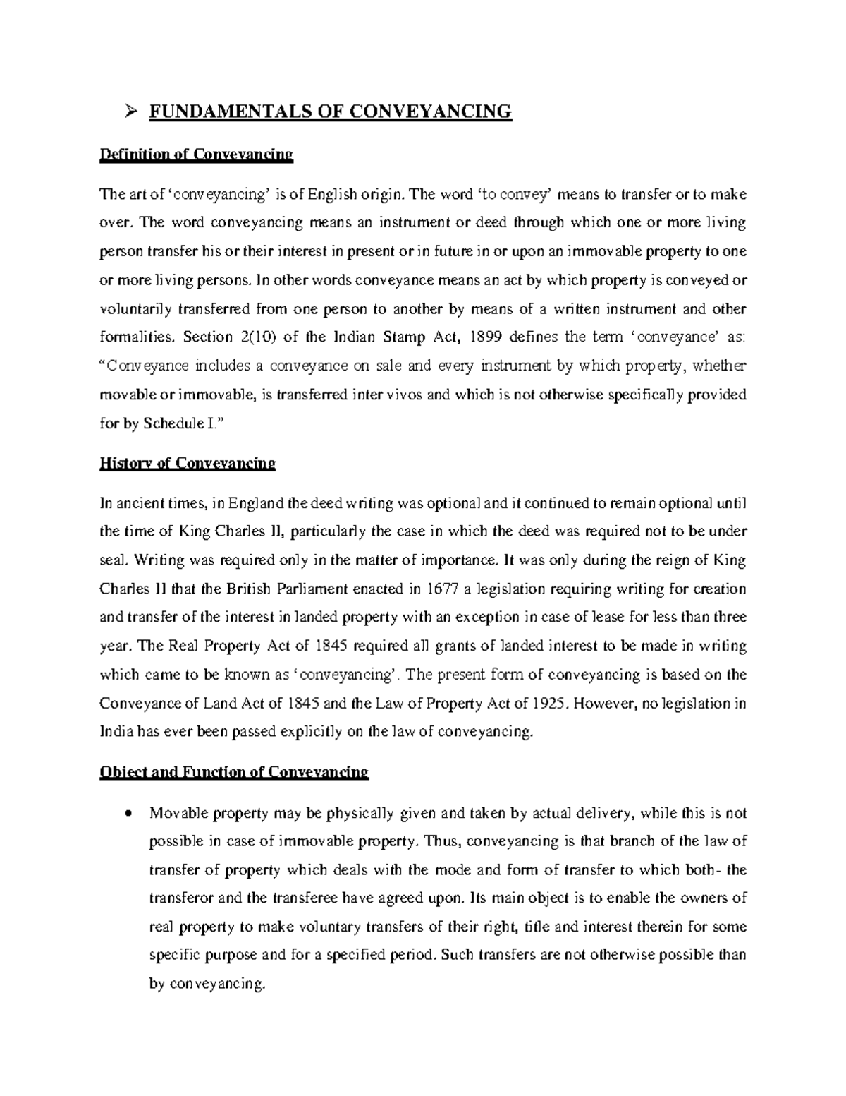 Module 4 Draftingconverted FUNDAMENTALS OF CONVEYANCING Definition
