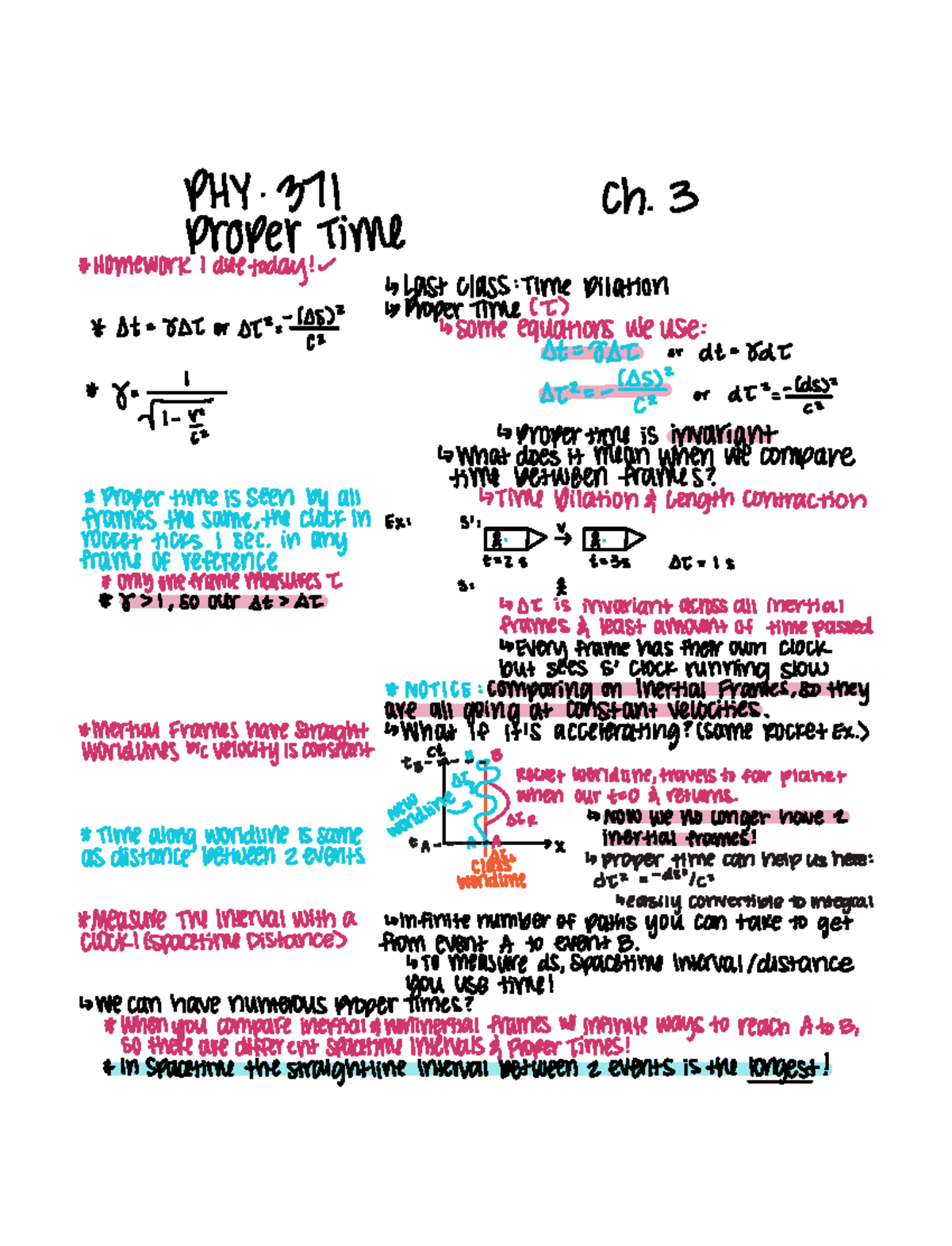 Proper Time and Inertial Frames - PHY 371 Ch 3 proper time Homework ...