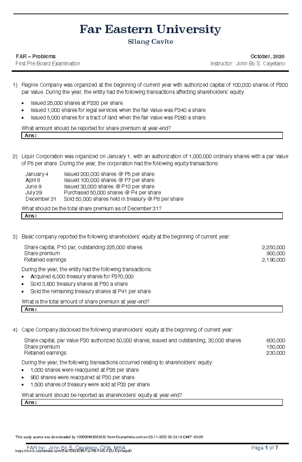 1st PB FAR FEU Cavite - Lecture note for students reference for future ...