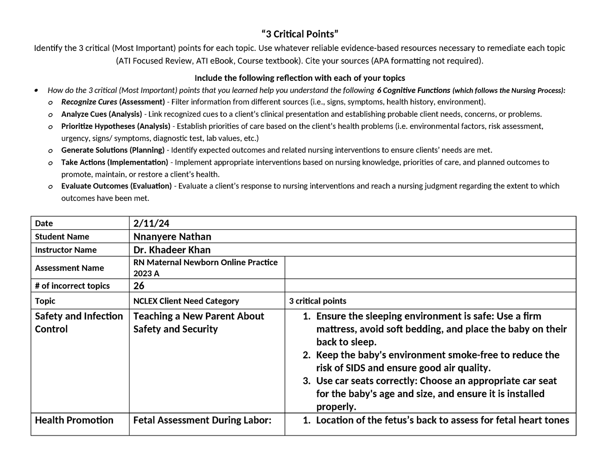 RN Maternal Newborn Online Practice 2023 A Remediation - “3 Critical ...