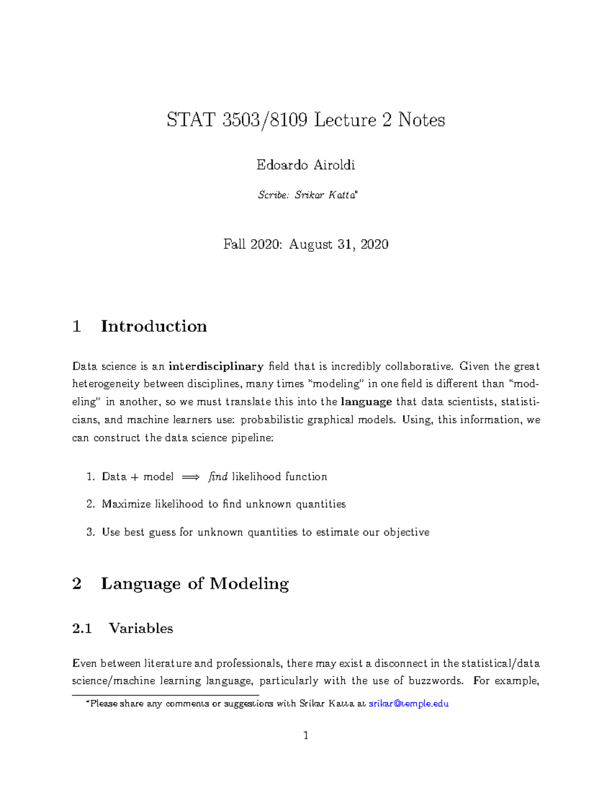 Lecture 02 Notes Stat Stat 35038109 Lecture 2 Notes Edoardo