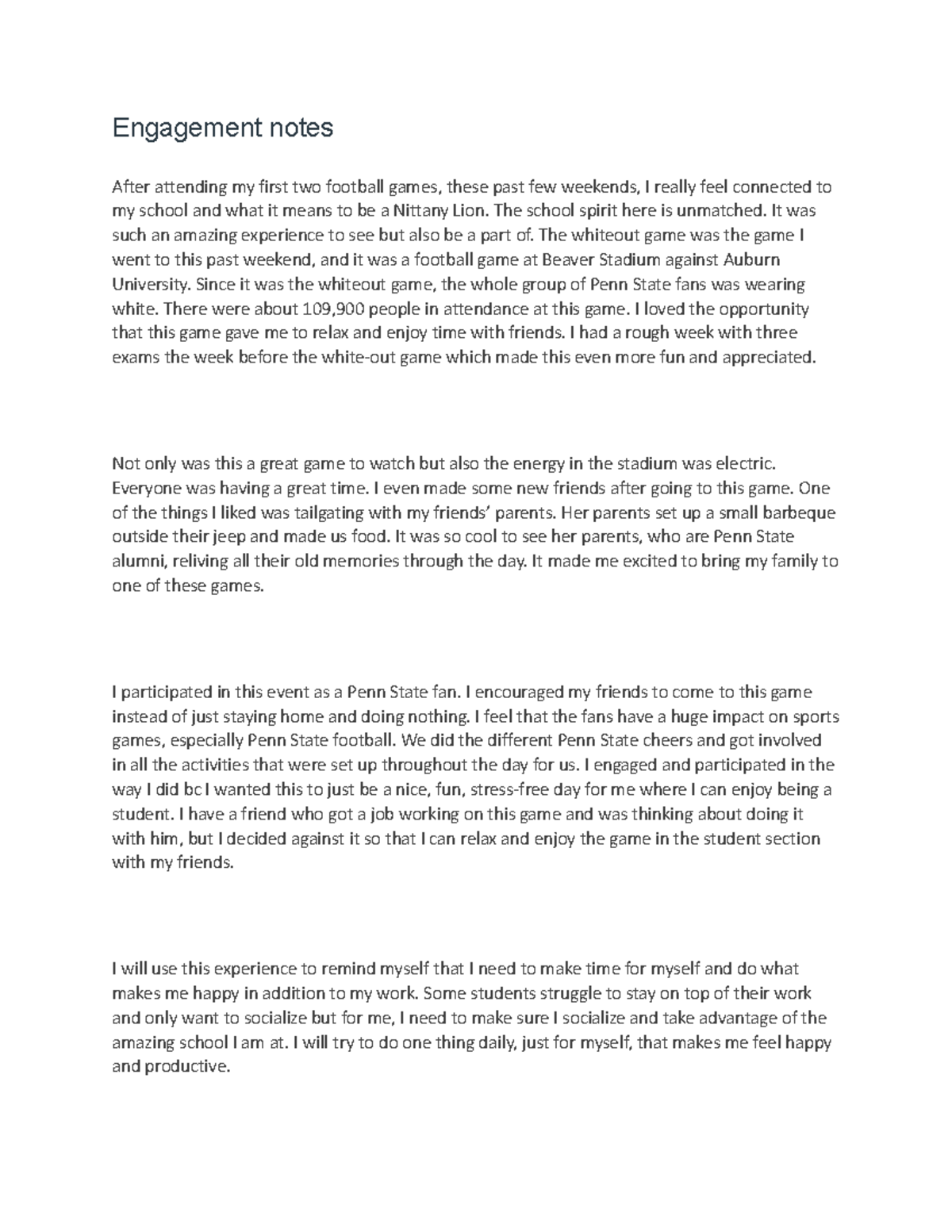 Engagment PSU 3, Section 056- lecture notes - Google Docs - Engagement ...
