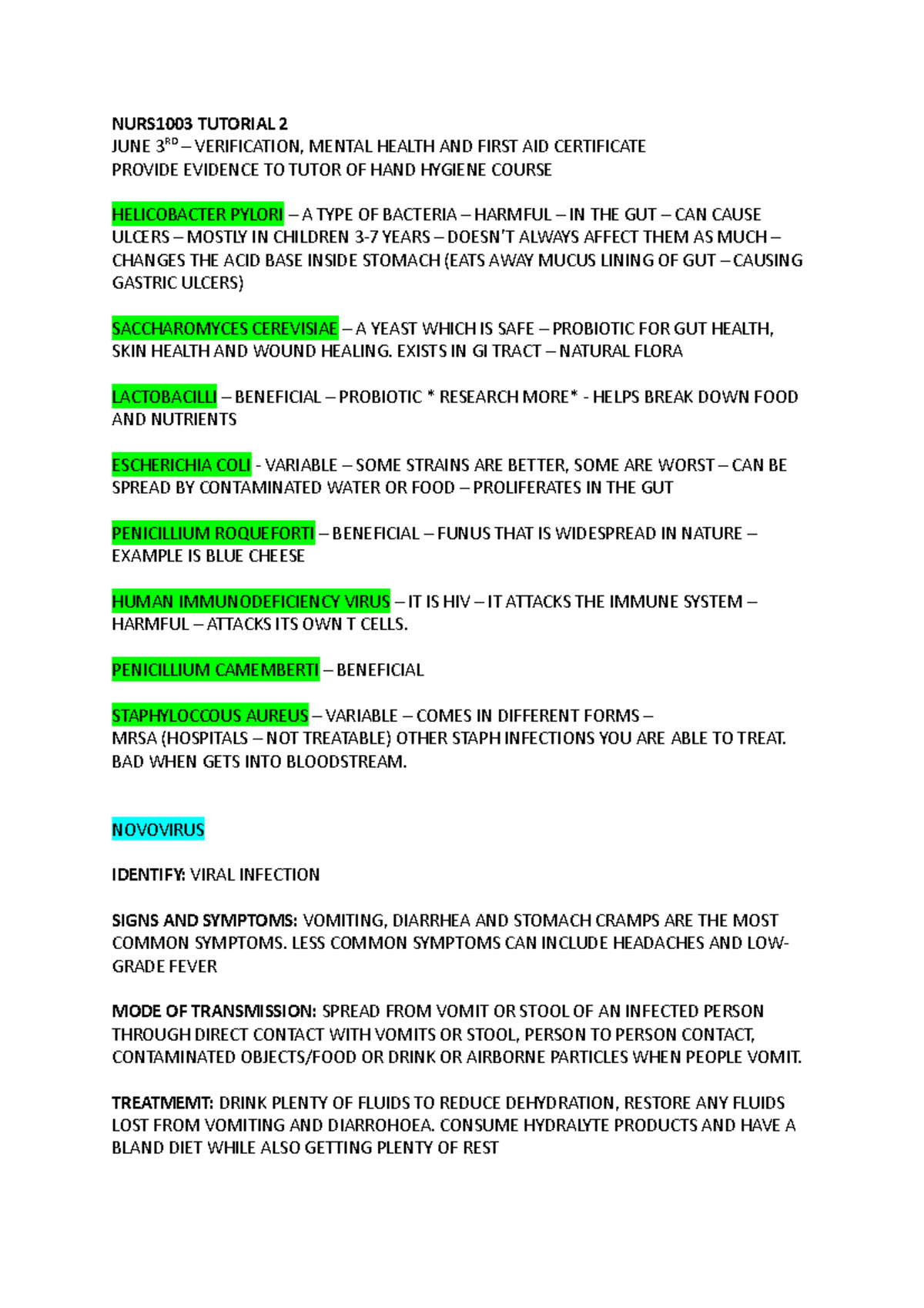 NURS1003 Tutorial 2 - NURS1003 TUTORIAL 2 JUNE 3RD – VERIFICATION ...