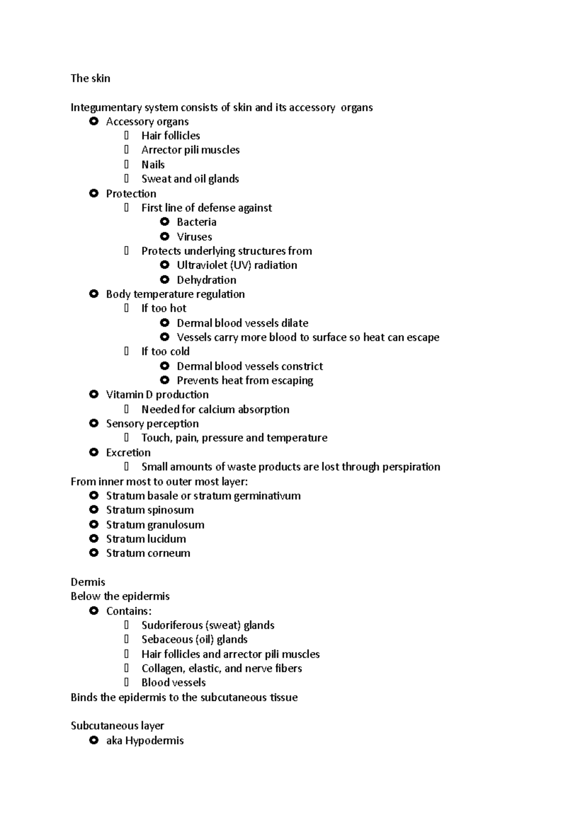 The skin - The skin lecture notes - The skin Integumentary system ...