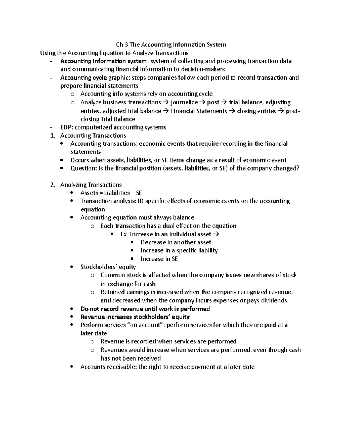 Ch 3 The Accounting Information System Ch 3 The Accounting