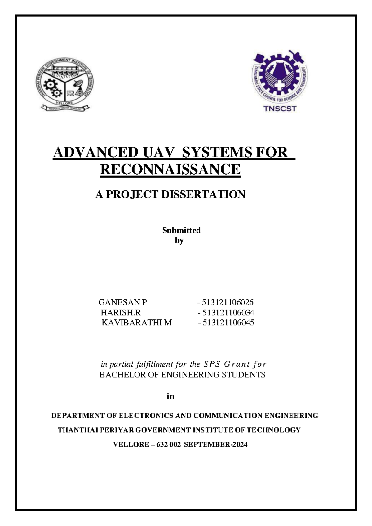 Advanced UAV Systen FOR Reconnaissance - ADVANCED UAV SYSTEMS FOR ...
