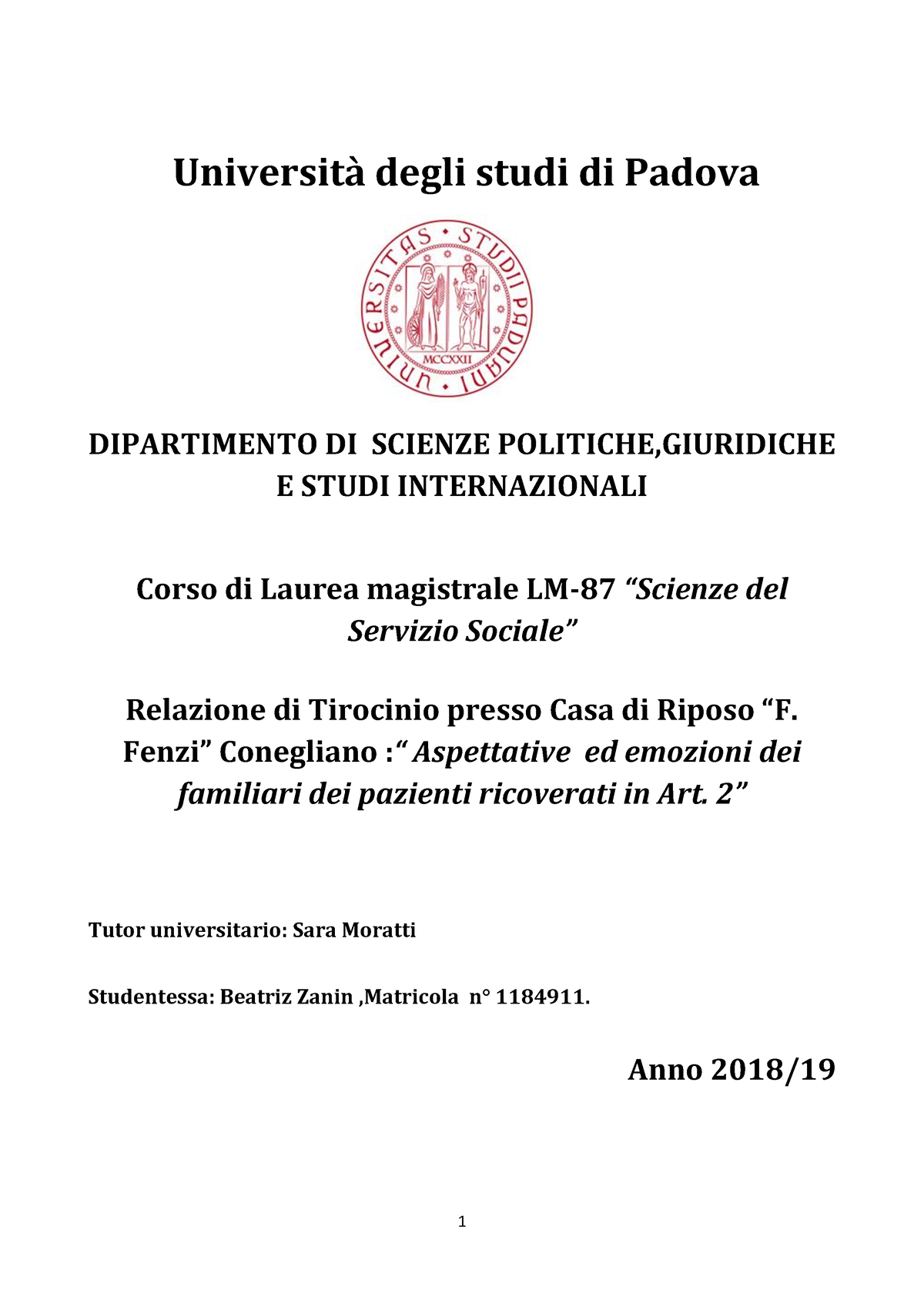 Tirocinio Relazione Conclusa - Universit‡ Degli Studi Di Padova ...