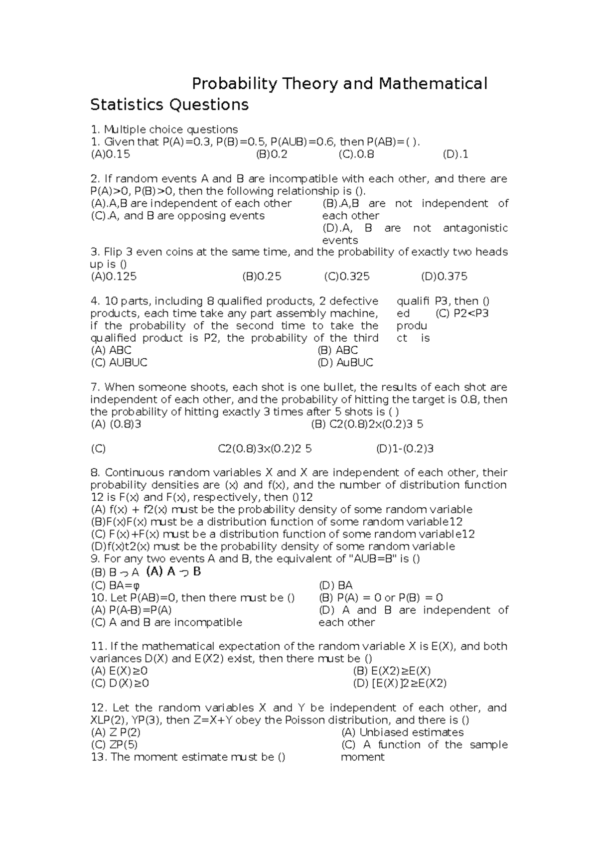 Probability Theory And Mathematical - Probability Theory And ...