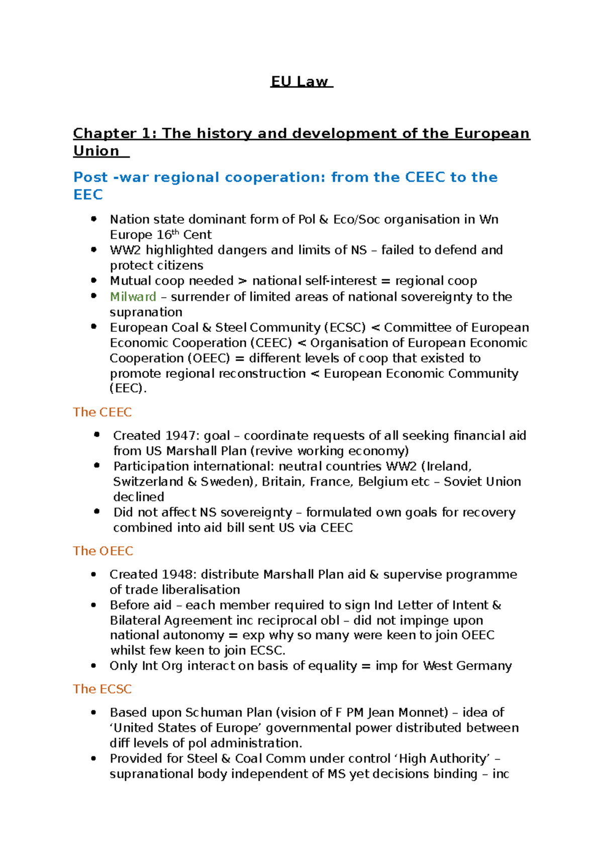 EU Law Book - Chapter 1 - EU Law Chapter 1: The history and development ...