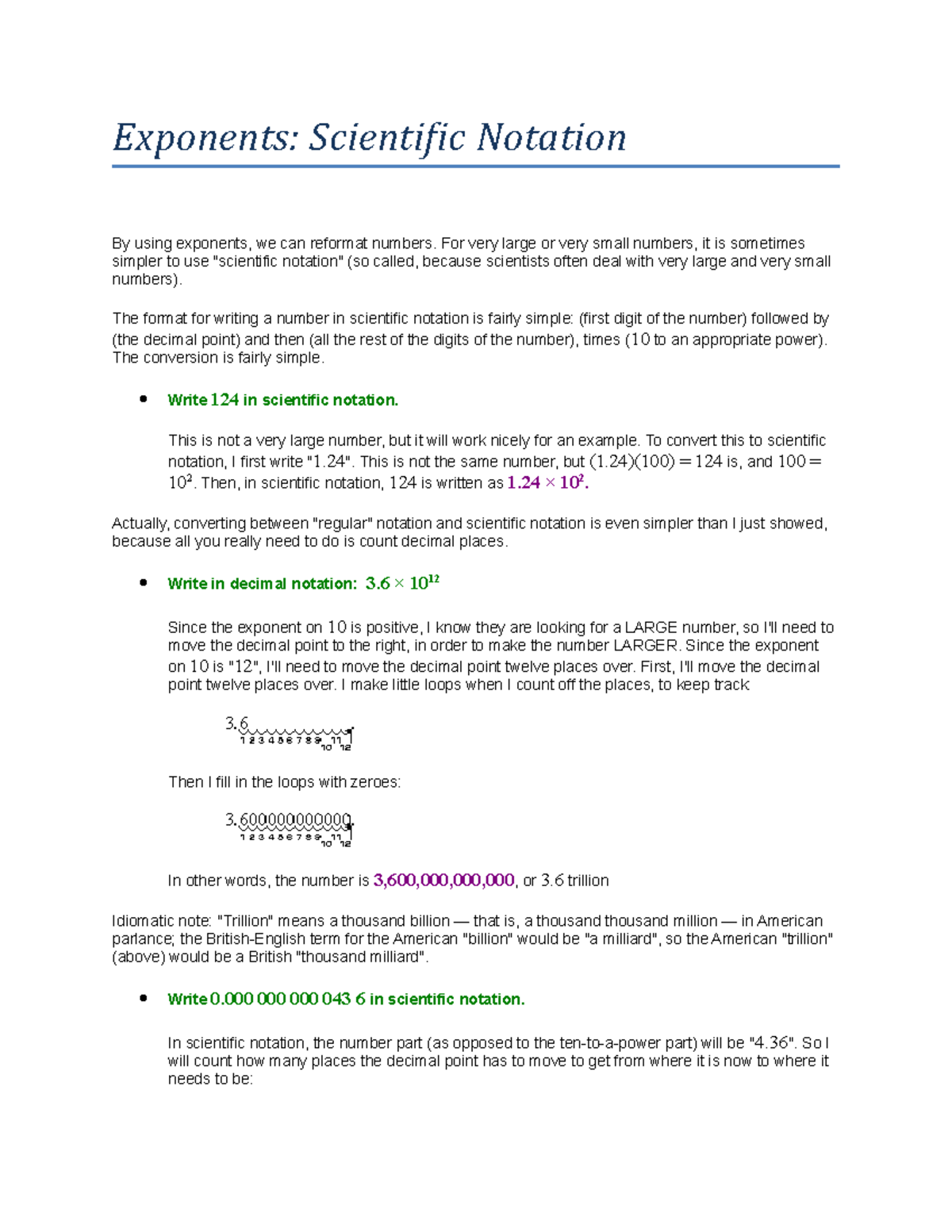 Lecture 4. Scientific notation Exponents Scientific Notation By