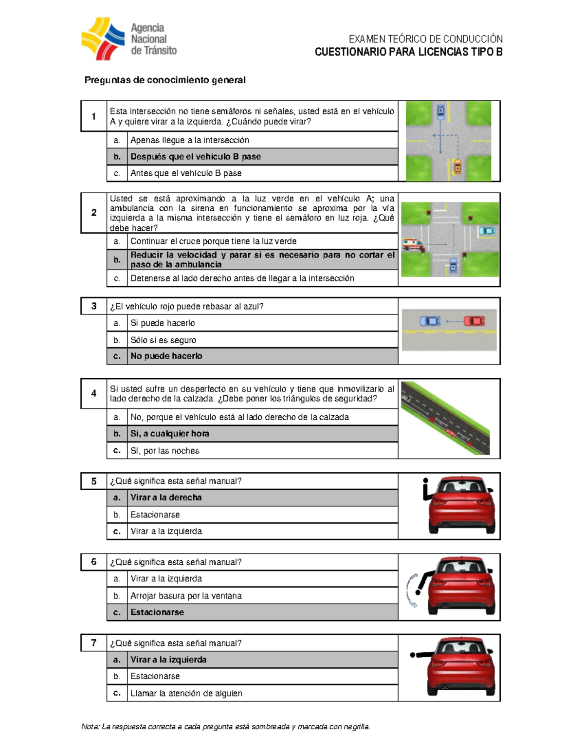 ANT Preguntas PARA Licencia TIPO B - CUESTIONARIO PARA LICENCIAS TIPO B ...