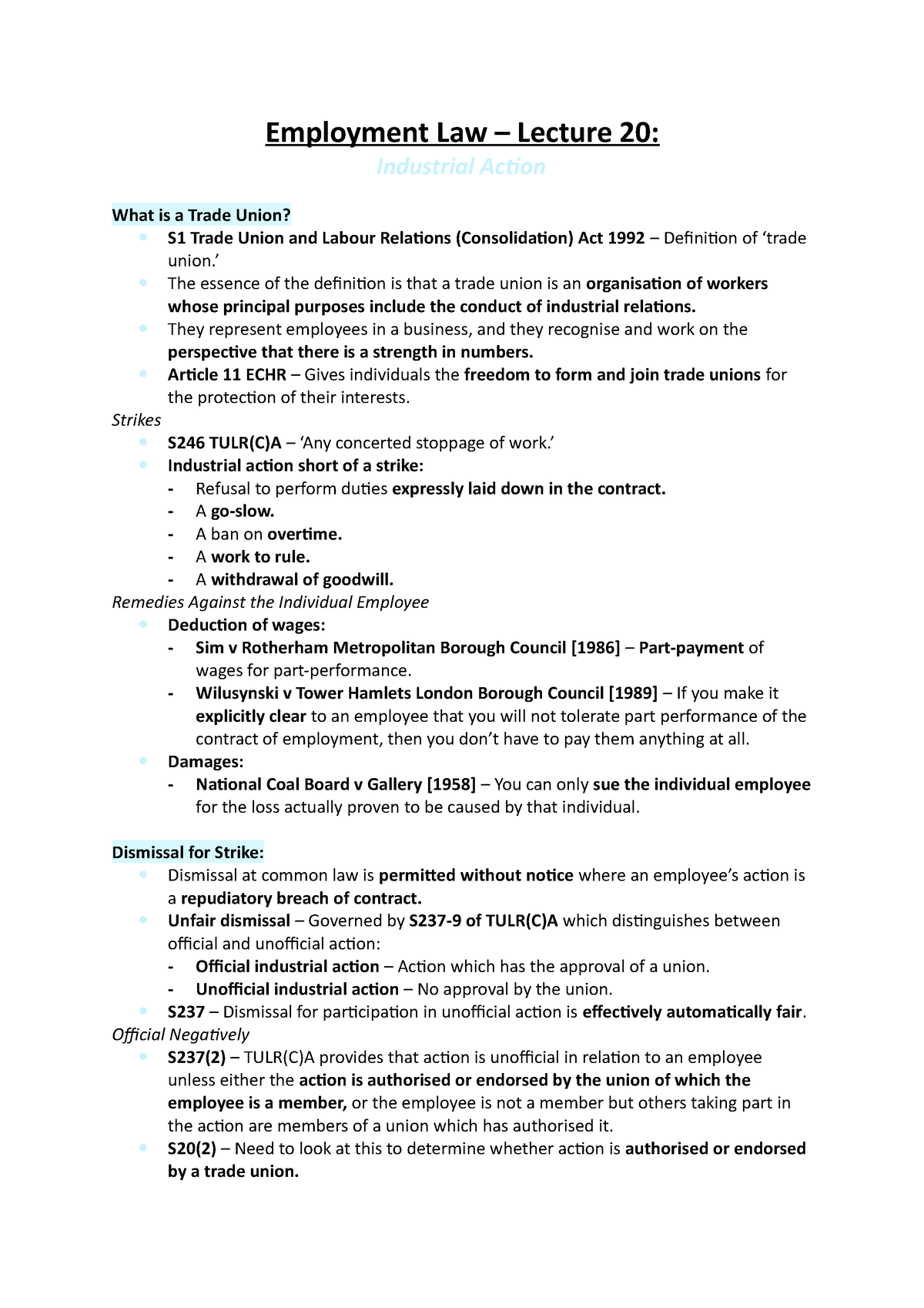 employment and industrial law assignment