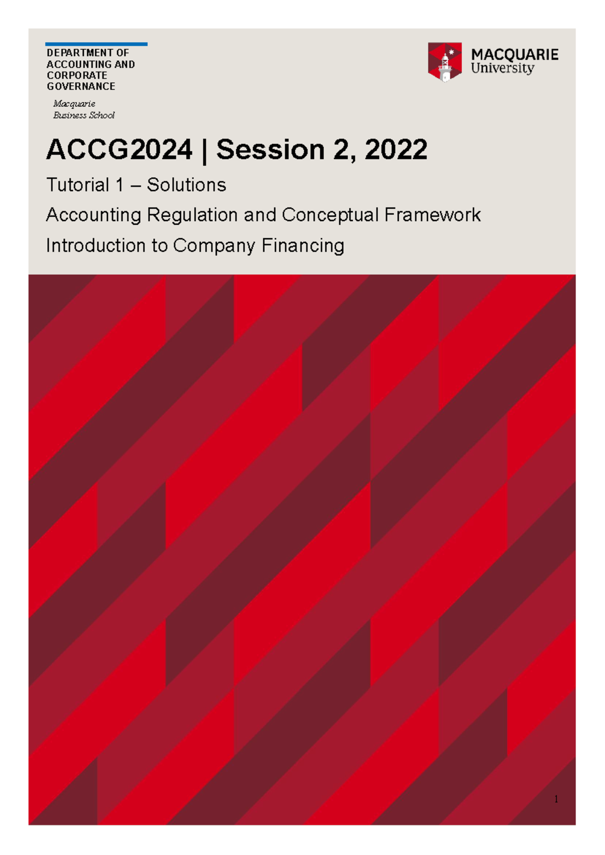 Tute 1 - Acctg for CF and Reg S22022 Solutions - DEPARTMENT OF ...