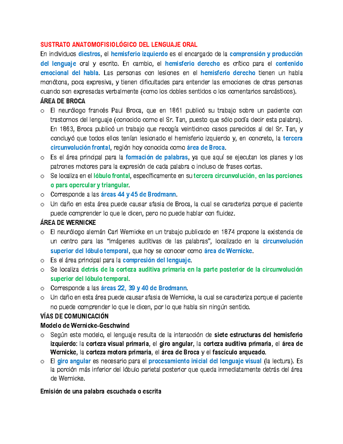 Sustrato SUSTRATO ANATOMOFISIOL”GICO DEL LENGUAJE ORAL En individuos