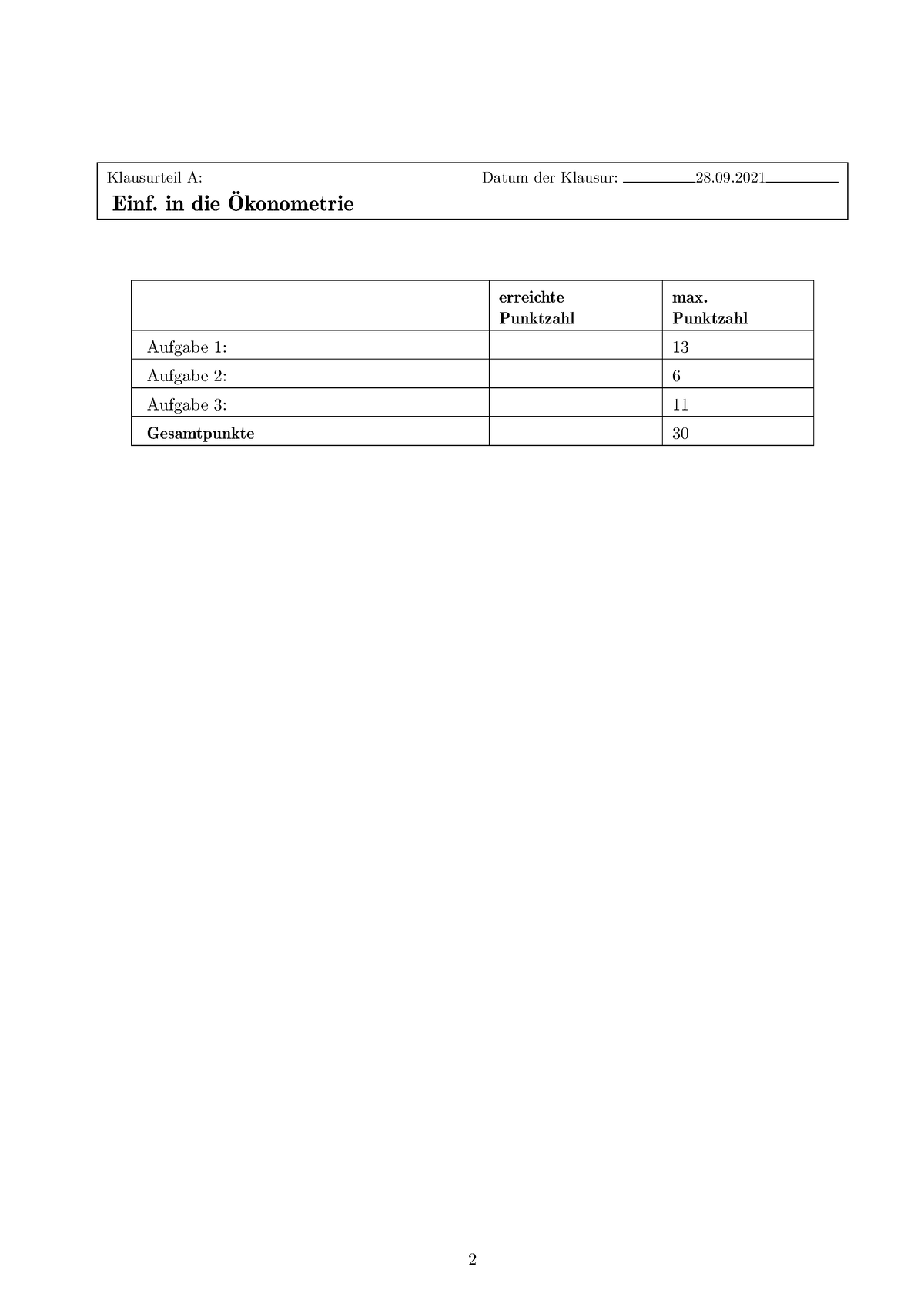 Klausur Einf Öko 280921 Modul - Klausurteil A: Einf. In Die ...