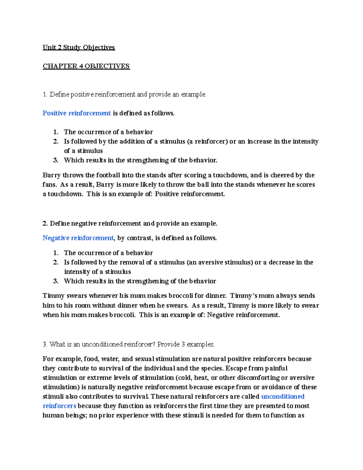 Psych 171 Unit 2 Study Objectives Unit 2 Study Objectives CHAPTER 4