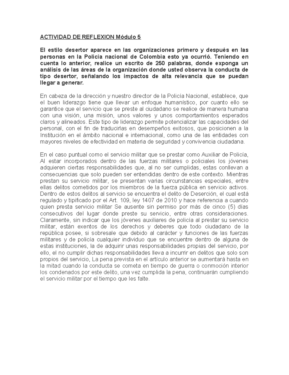 Actividad DE Reflexion Módulo 5 - ACTIVIDAD DE REFLEXION Módulo 5 El ...