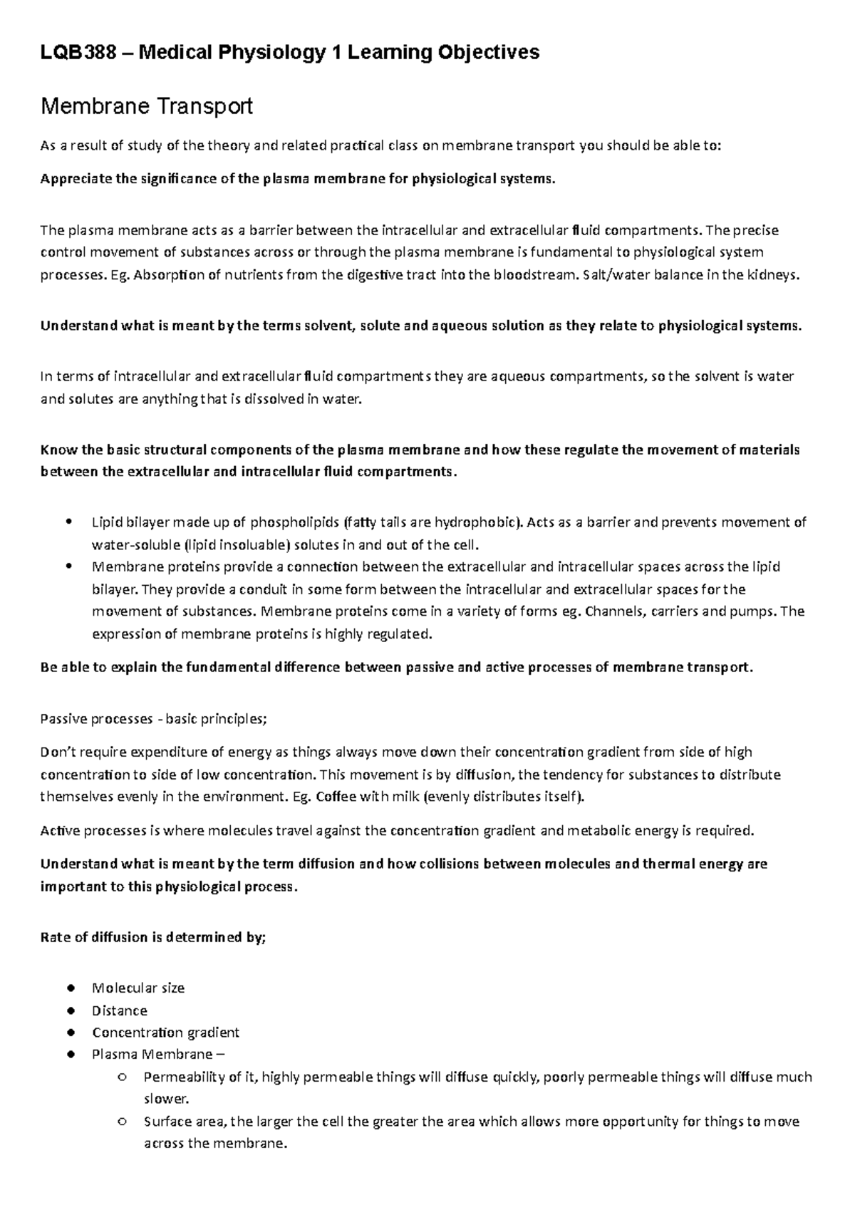 Medical Physiology Learning Objectives Finished - LQB388 – Medical ...