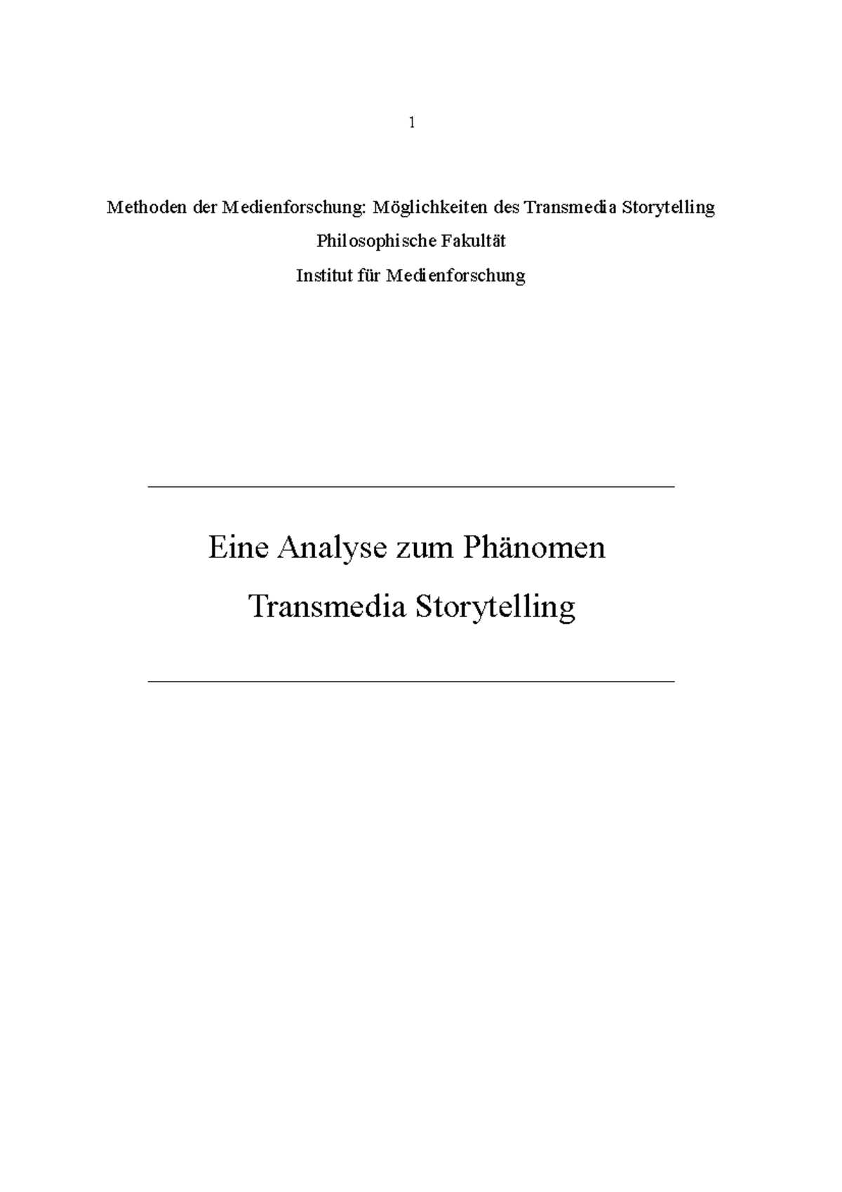 transmedia storytelling essay