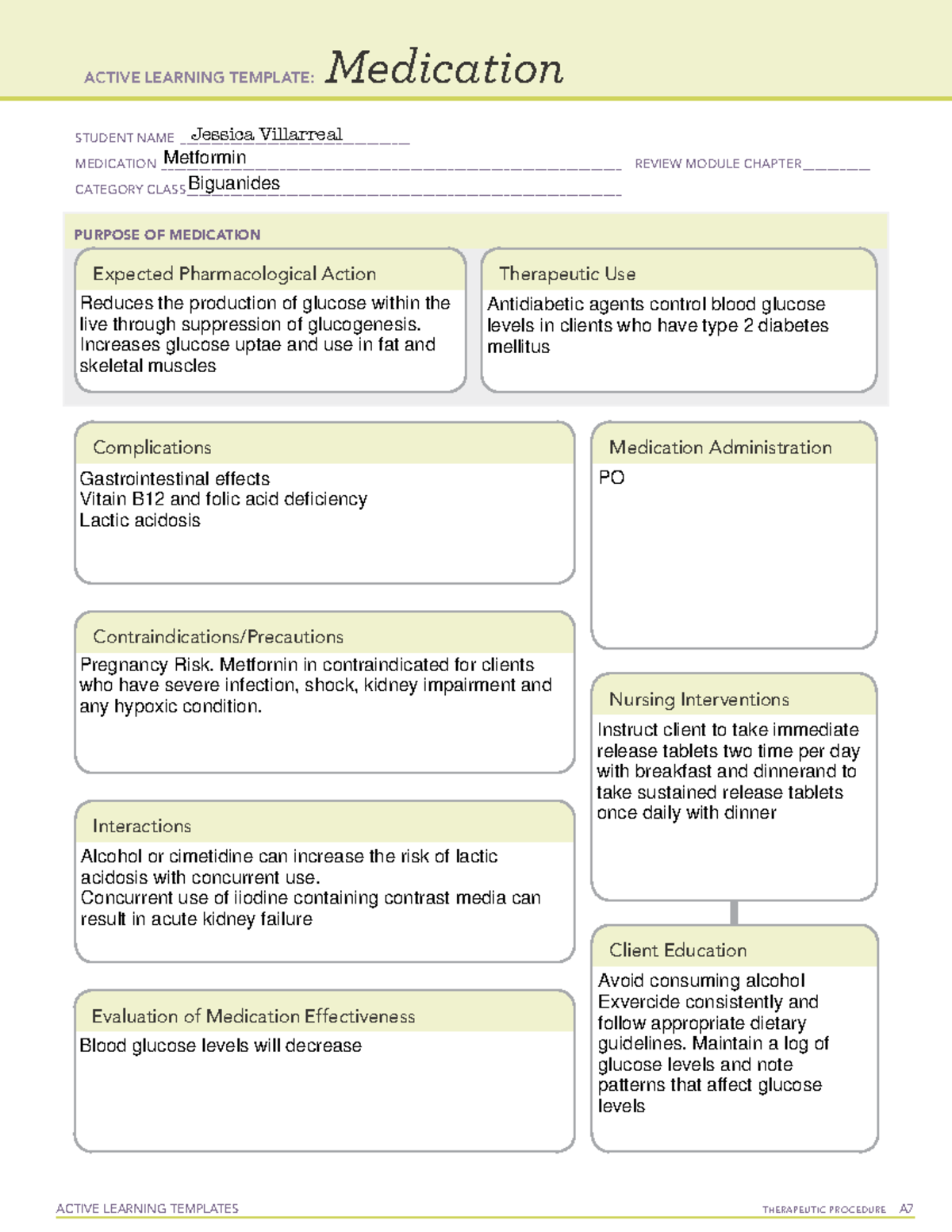 Metformin - medication templet - ACTIVE LEARNING TEMPLATES TherapeuTic ...