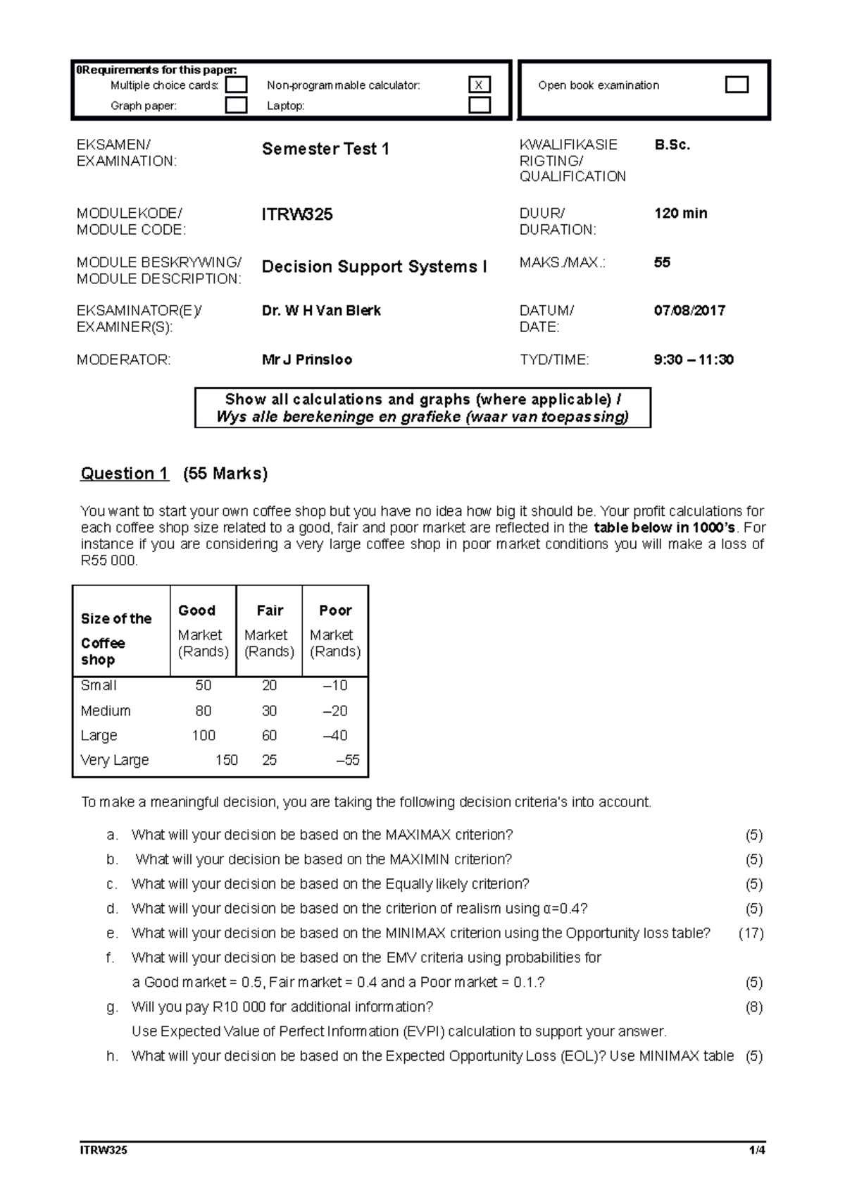 Semester Test 1 memo - 7 August 2018 - 0Requirements for this paper ...