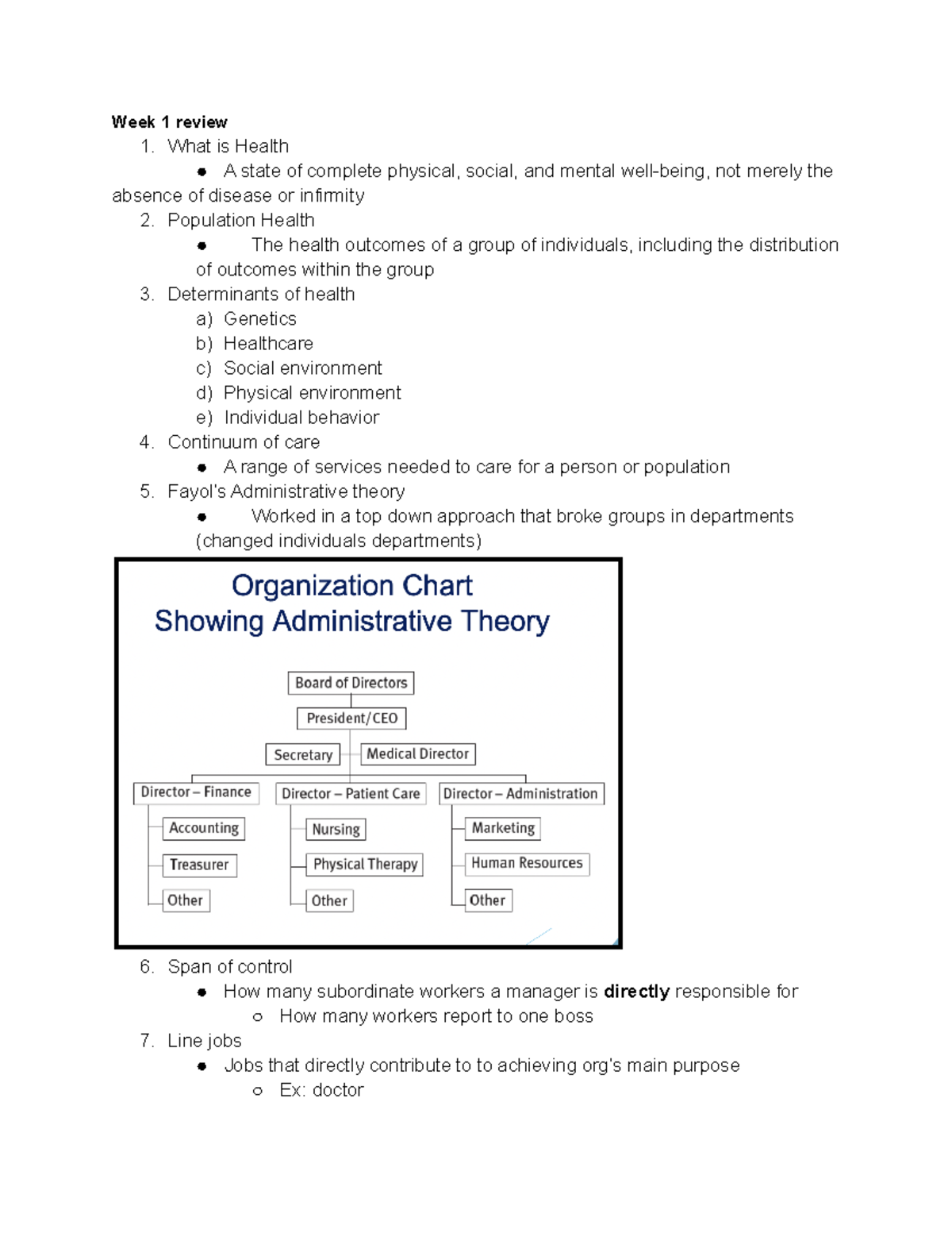 Health administration midterm study guide (Part I) - Week 1 review 1 ...
