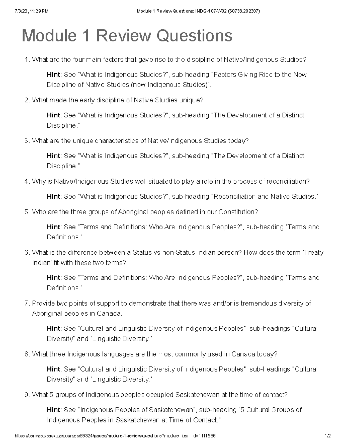 Module 1 Review Questions INDG107W02 (60738 Studocu