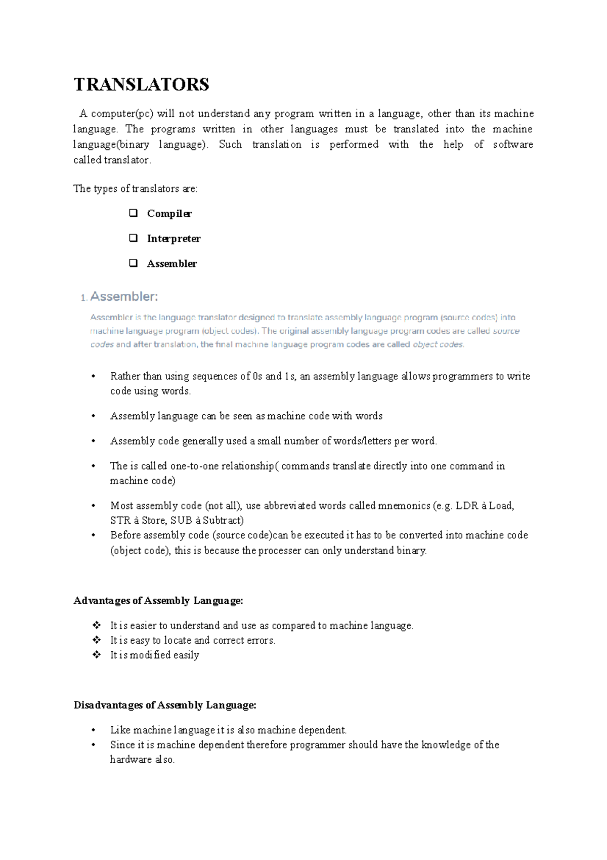 Translators - Notes about translator - TRANSLATORS A computer(pc) will ...