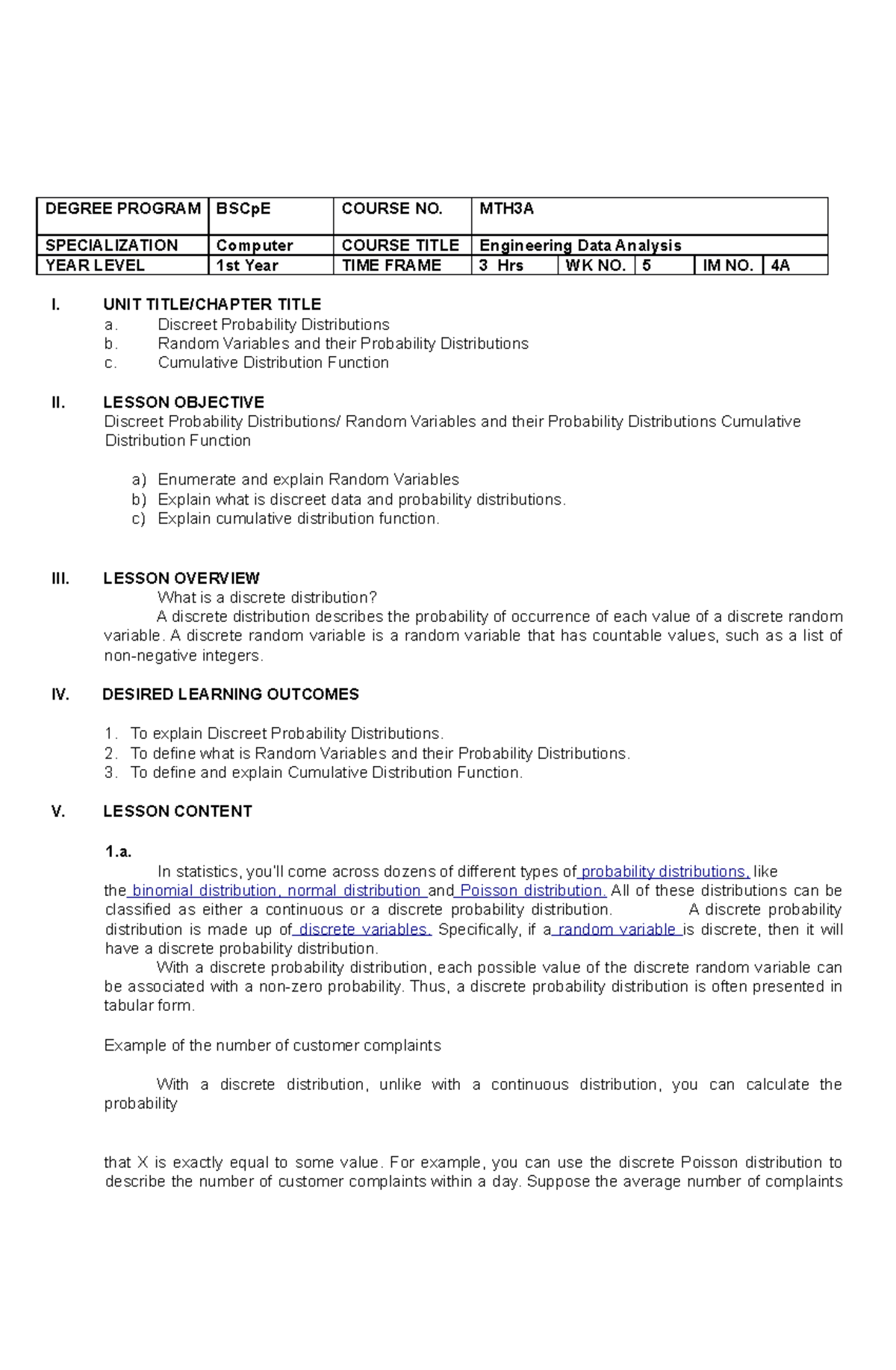 Data module 4A Cp E - DATA ANALYSIS NOTES - DEGREE PROGRAM BSCpE COURSE ...