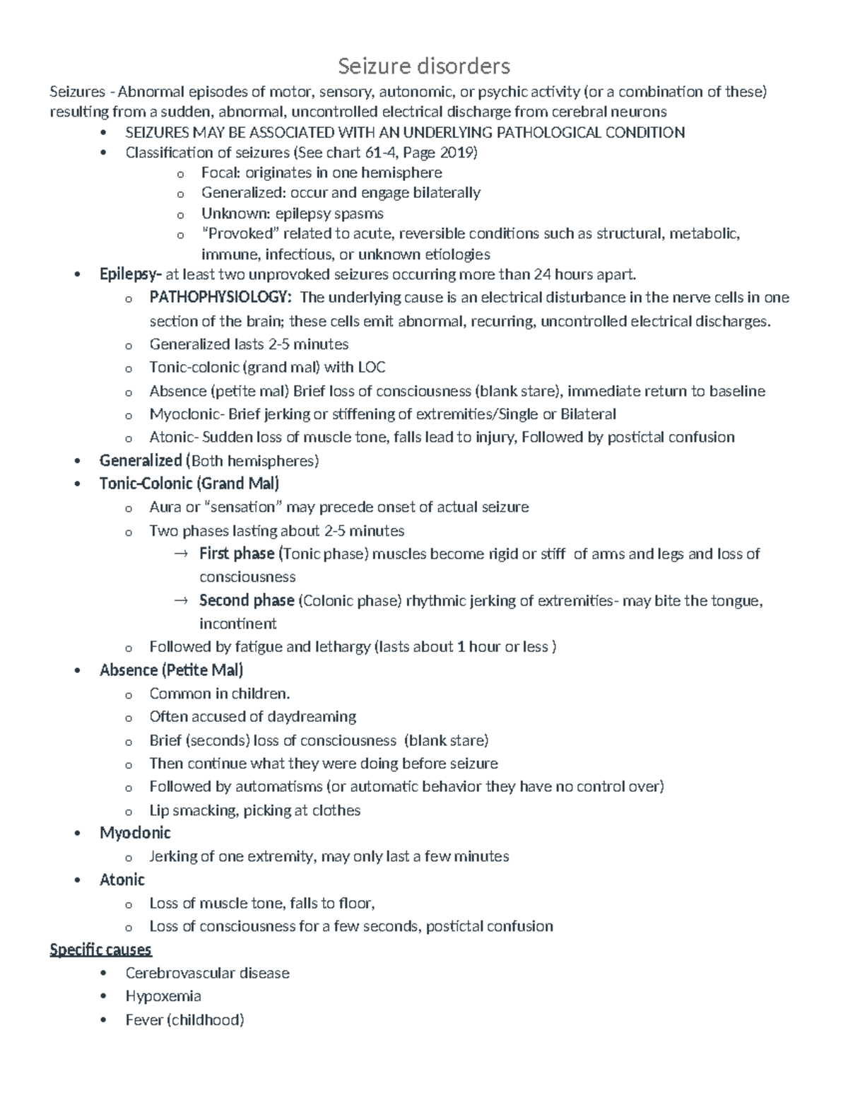 Wk7 GLN Siezures - Seizures: Patho, s/sx, ADPIE, - Seizure disorders ...