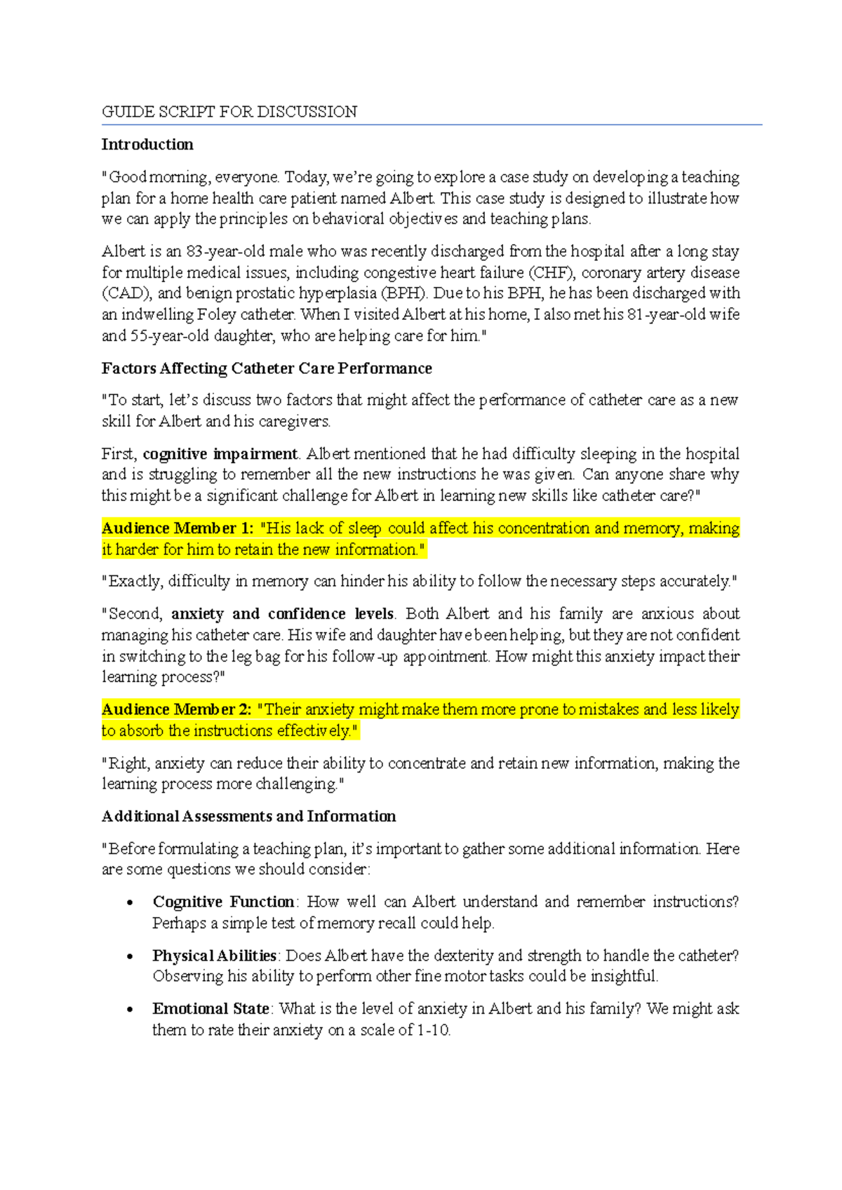 Guide Script FOR Discussion - GUIDE SCRIPT FOR DISCUSSION Introduction ...